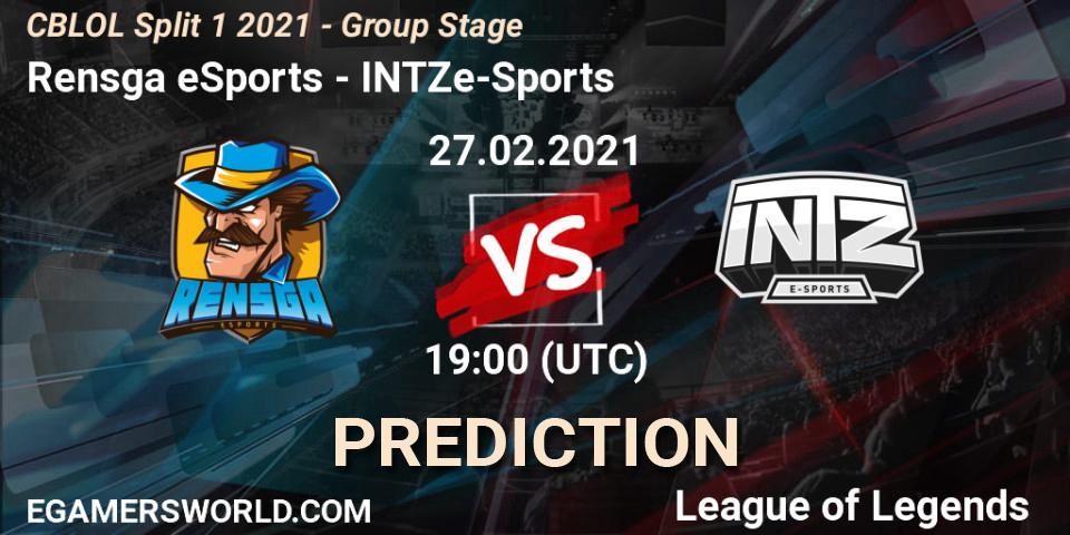 Prognoza Rensga eSports - INTZ e-Sports. 27.02.2021 at 19:15, LoL, CBLOL Split 1 2021 - Group Stage