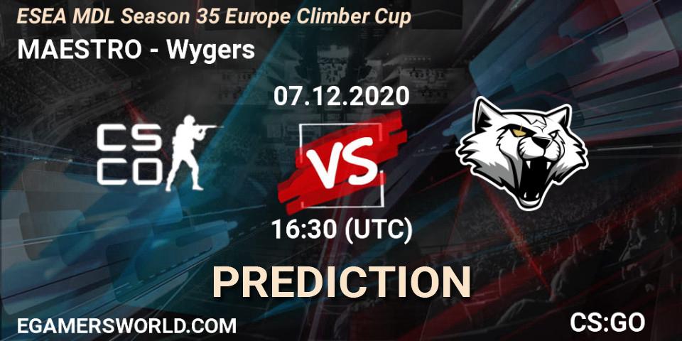 Prognoza MAESTRO - Wygers. 07.12.2020 at 16:30, Counter-Strike (CS2), ESEA MDL Season 35 Europe Climber Cup