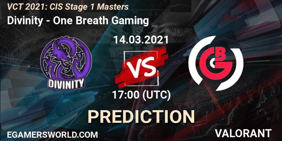 Prognoza Divinity - One Breath Gaming. 14.03.21, VALORANT, VCT 2021: CIS Stage 1 Masters