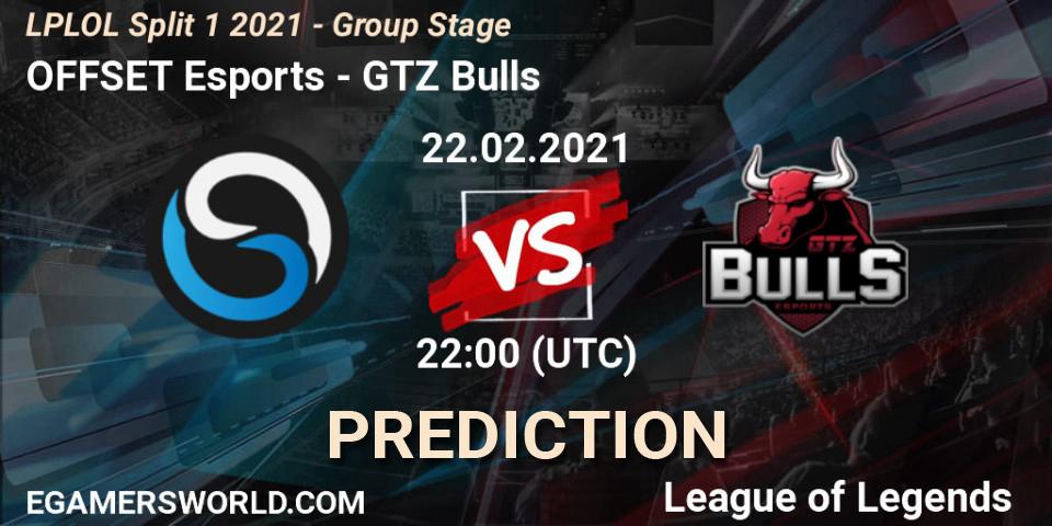 Prognoza OFFSET Esports - GTZ Bulls. 22.02.2021 at 22:00, LoL, LPLOL Split 1 2021 - Group Stage