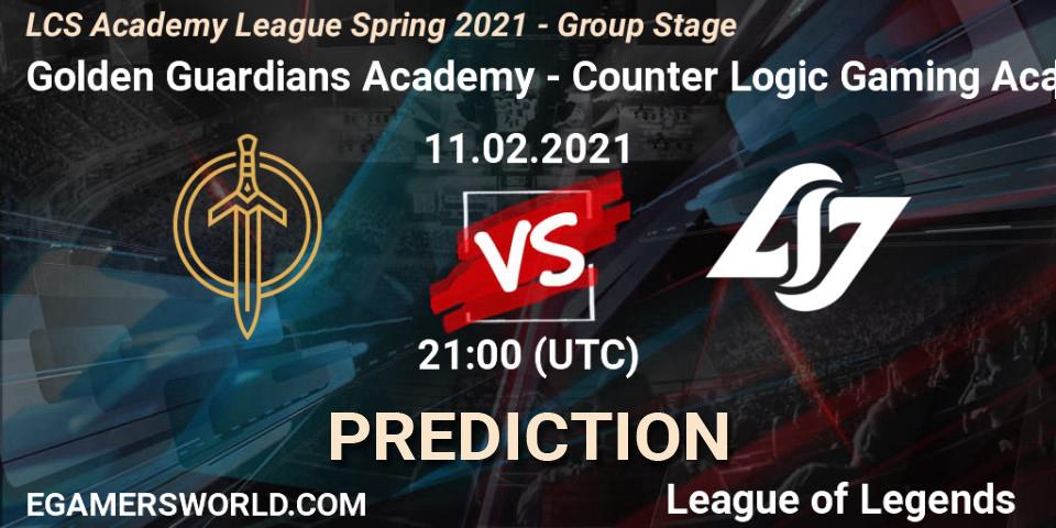 Prognoza Golden Guardians Academy - Counter Logic Gaming Academy. 11.02.2021 at 21:00, LoL, LCS Academy League Spring 2021 - Group Stage