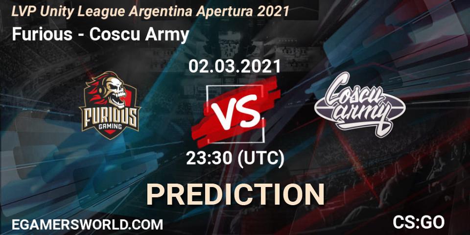 Prognoza Furious - Coscu Army. 02.03.2021 at 23:30, Counter-Strike (CS2), LVP Unity League Argentina Apertura 2021