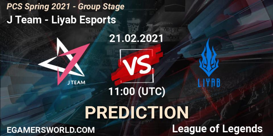 Prognoza J Team - Liyab Esports. 21.02.2021 at 11:00, LoL, PCS Spring 2021 - Group Stage