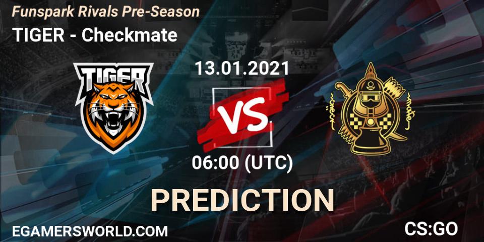 Prognoza TIGER - Checkmate. 13.01.2021 at 06:00, Counter-Strike (CS2), Funspark Rivals Pre-Season