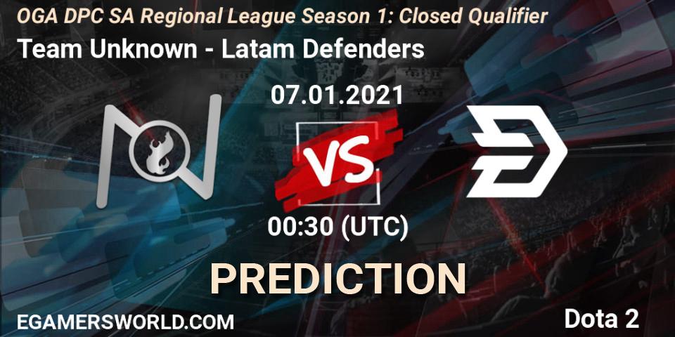 Prognoza Team Unknown - Latam Defenders. 07.01.2021 at 00:30, Dota 2, DPC 2021: Season 1 - South America Closed Qualifier