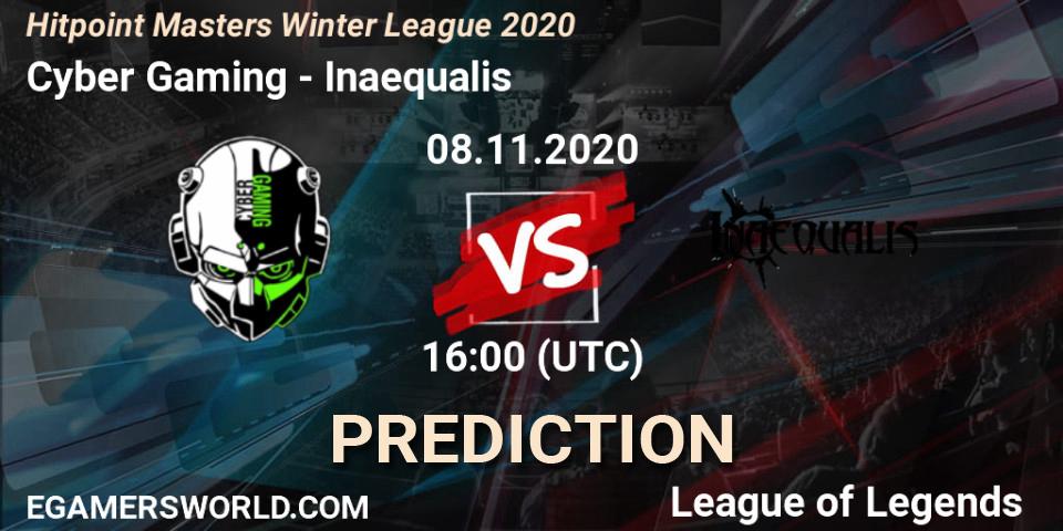 Prognoza Cyber Gaming - Inaequalis. 08.11.2020 at 16:00, LoL, Hitpoint Masters Winter League 2020
