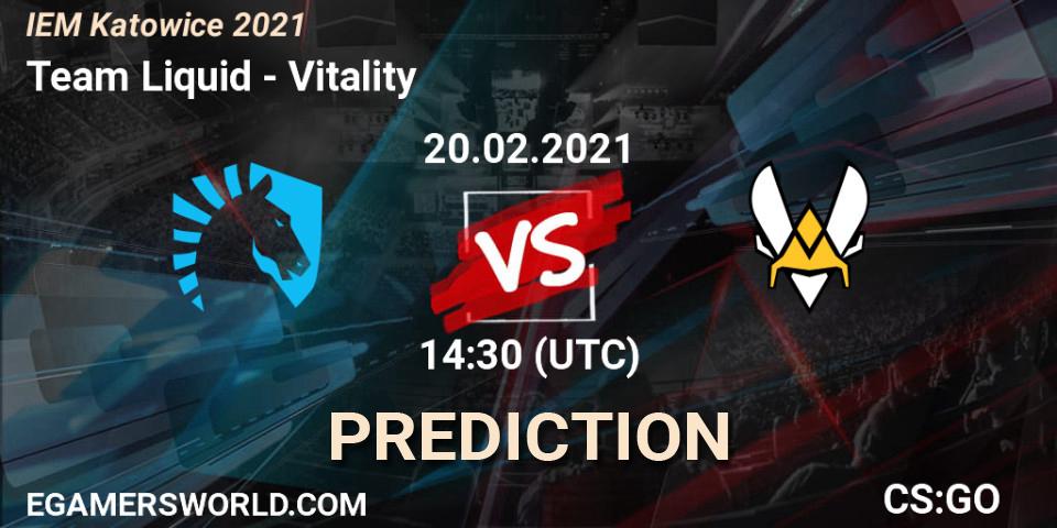 Prognoza Team Liquid - Vitality. 20.02.2021 at 14:30, Counter-Strike (CS2), IEM Katowice 2021