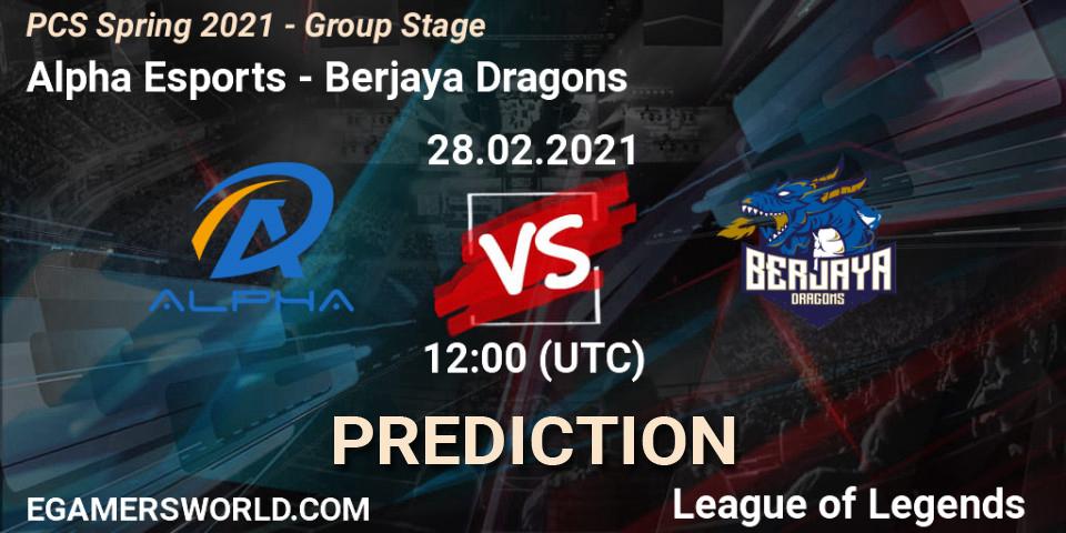 Prognoza Alpha Esports - Berjaya Dragons. 28.02.2021 at 12:00, LoL, PCS Spring 2021 - Group Stage