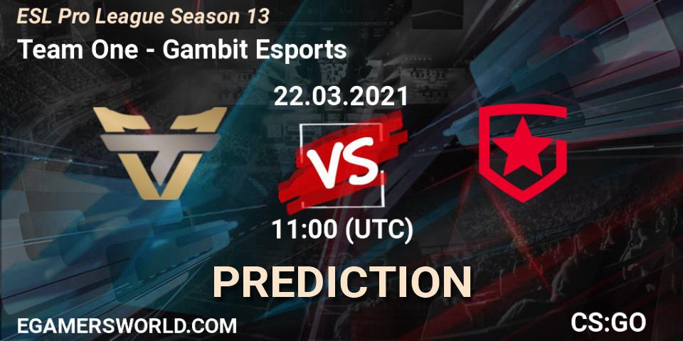 Prognoza Team One - Gambit Esports. 22.03.2021 at 11:00, Counter-Strike (CS2), ESL Pro League Season 13