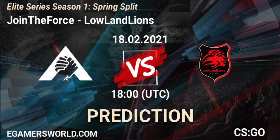 Prognoza JoinTheForce - LowLandLions. 18.02.2021 at 18:00, Counter-Strike (CS2), Elite Series Season 1: Spring Split