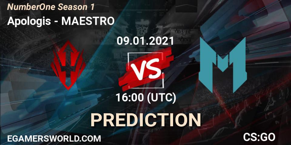 Prognoza Apologis - MAESTRO. 09.01.2021 at 16:00, Counter-Strike (CS2), NumberOne Season 1