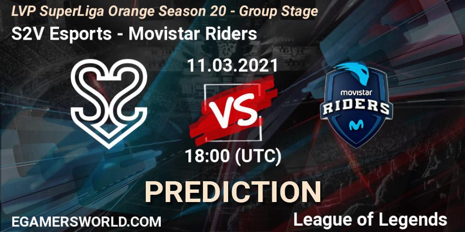 Prognoza S2V Esports - Movistar Riders. 11.03.2021 at 18:00, LoL, LVP SuperLiga Orange Season 20 - Group Stage