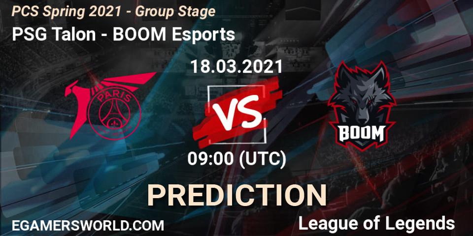 Prognoza PSG Talon - BOOM Esports. 18.03.2021 at 09:00, LoL, PCS Spring 2021 - Group Stage