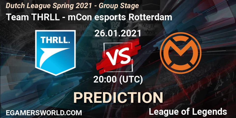 Prognoza Team THRLL - mCon esports Rotterdam. 26.01.2021 at 20:15, LoL, Dutch League Spring 2021 - Group Stage
