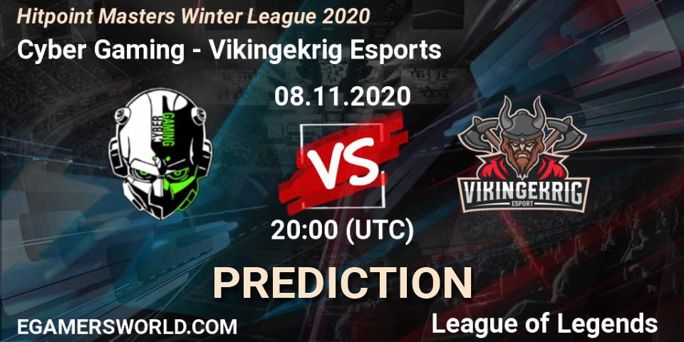 Prognoza Cyber Gaming - Vikingekrig Esports. 08.11.2020 at 20:00, LoL, Hitpoint Masters Winter League 2020