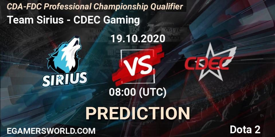 Prognoza Team Sirius - CDEC Gaming. 19.10.20, Dota 2, CDA-FDC Professional Championship Qualifier