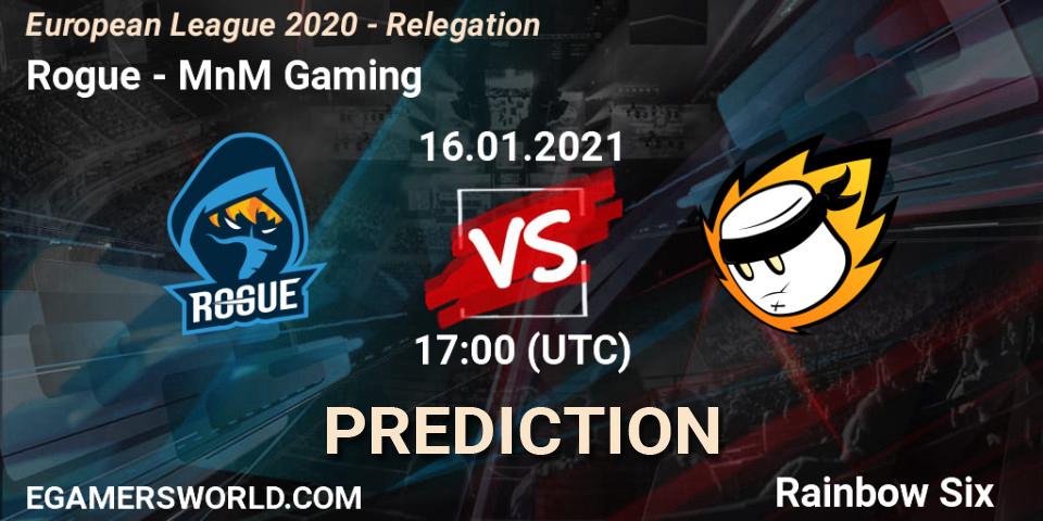 Prognoza Rogue - MnM Gaming. 16.01.2021 at 17:00, Rainbow Six, European League 2020 - Relegation