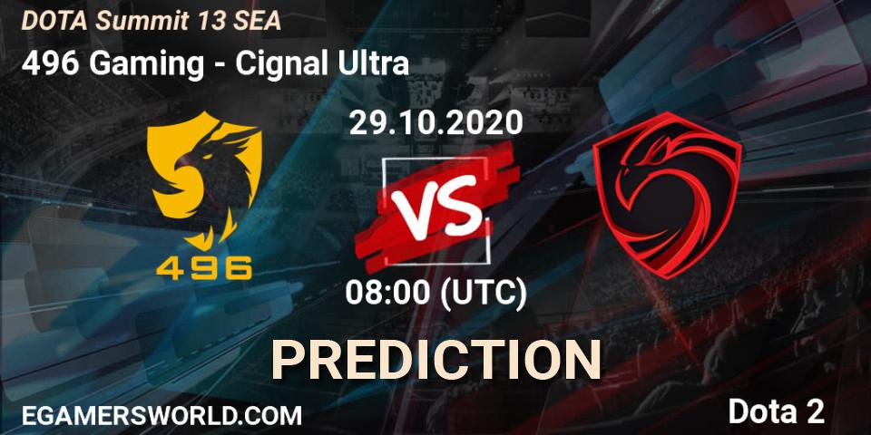 Prognoza 496 Gaming - Cignal Ultra. 29.10.2020 at 06:04, Dota 2, DOTA Summit 13: SEA