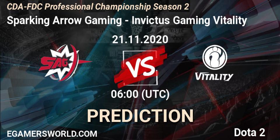 Prognoza Sparking Arrow Gaming - Invictus Gaming Vitality. 21.11.2020 at 06:04, Dota 2, CDA-FDC Professional Championship Season 2