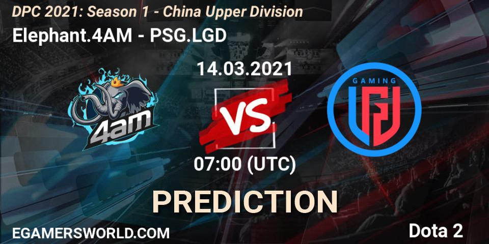 Prognoza Elephant.4AM - PSG.LGD. 14.03.2021 at 07:11, Dota 2, DPC 2021: Season 1 - China Upper Division