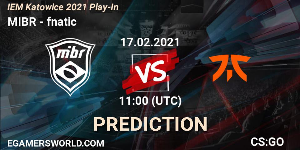 Prognoza MIBR - fnatic. 17.02.21, CS2 (CS:GO), IEM Katowice 2021 Play-In