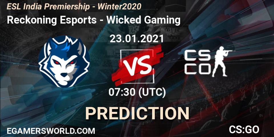 Prognoza Reckoning Esports - Wicked Gaming. 23.01.2021 at 07:30, Counter-Strike (CS2), ESL India Premiership - Winter 2020