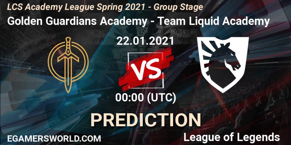 Prognoza Golden Guardians Academy - Team Liquid Academy. 22.01.2021 at 00:00, LoL, LCS Academy League Spring 2021 - Group Stage