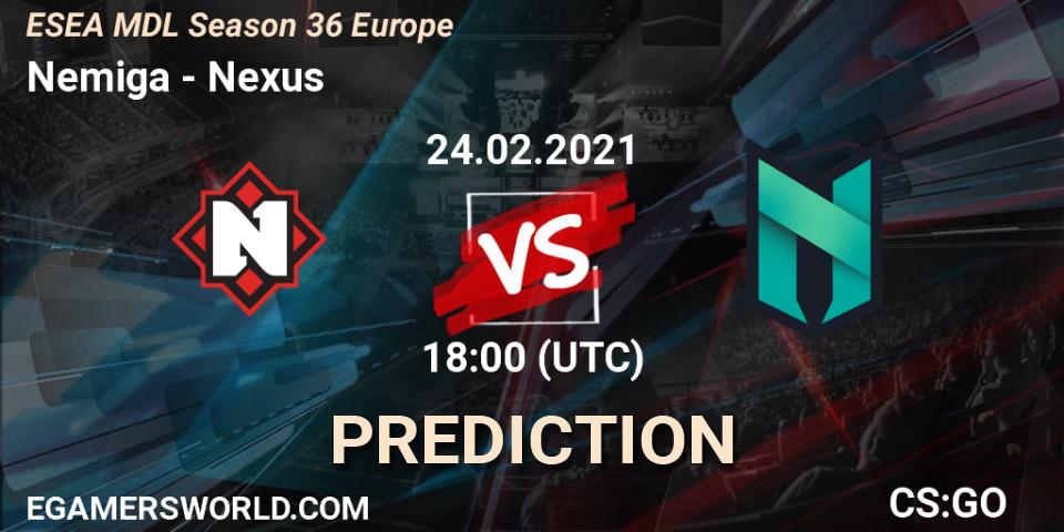 Prognoza Nemiga - Nexus. 24.02.2021 at 18:00, Counter-Strike (CS2), MDL ESEA Season 36: Europe - Premier division