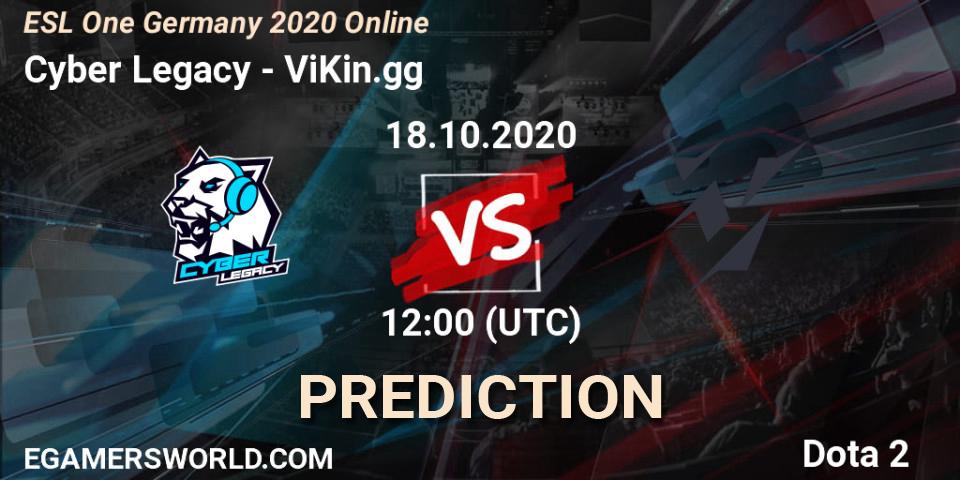 Prognoza Cyber Legacy - ViKin.gg. 18.10.2020 at 12:00, Dota 2, ESL One Germany 2020 Online