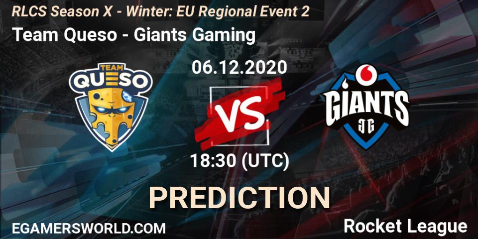 Prognoza Team Queso - Giants Gaming. 06.12.2020 at 19:00, Rocket League, RLCS Season X - Winter: EU Regional Event 2