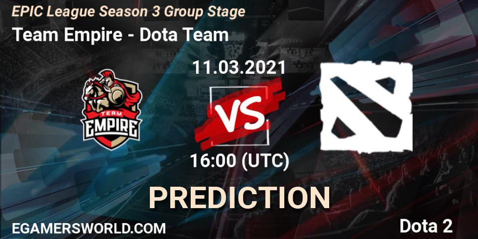 Prognoza Team Empire - Dota Team. 11.03.2021 at 16:02, Dota 2, EPIC League Season 3 Group Stage