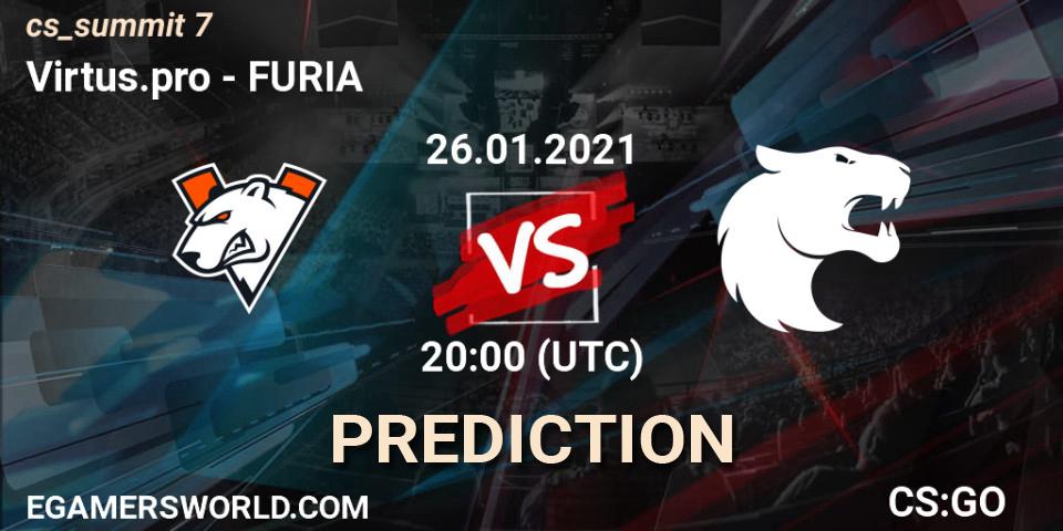 Prognoza Virtus.pro - FURIA. 26.01.2021 at 20:00, Counter-Strike (CS2), cs_summit 7