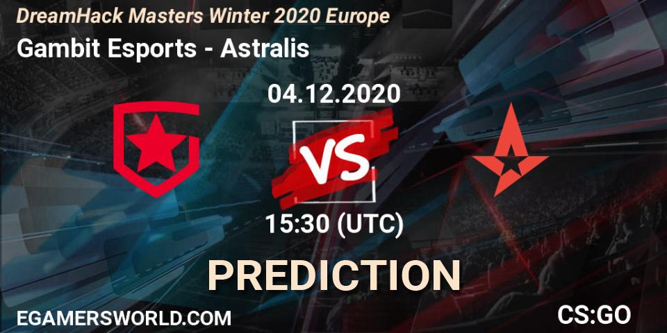 Prognoza Gambit Esports - Astralis. 04.12.2020 at 15:30, Counter-Strike (CS2), DreamHack Masters Winter 2020 Europe