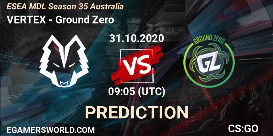 Prognoza VERTEX - Ground Zero. 31.10.2020 at 07:05, Counter-Strike (CS2), ESEA MDL Season 35 Australia