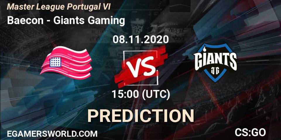 Prognoza Baecon - Giants Gaming. 08.11.2020 at 15:00, Counter-Strike (CS2), Master League Portugal VI