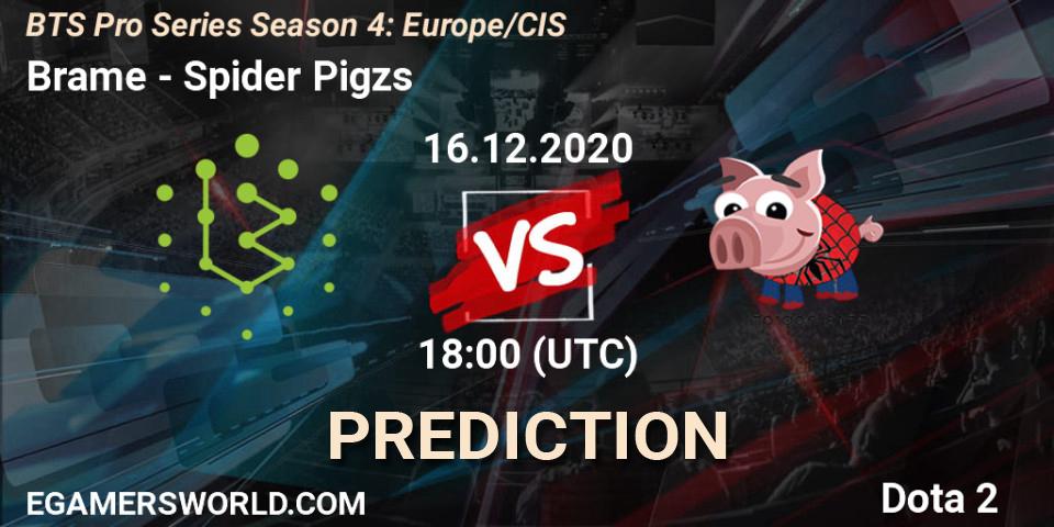 Prognoza Brame - Spider Pigzs. 16.12.2020 at 16:16, Dota 2, BTS Pro Series Season 4: Europe/CIS