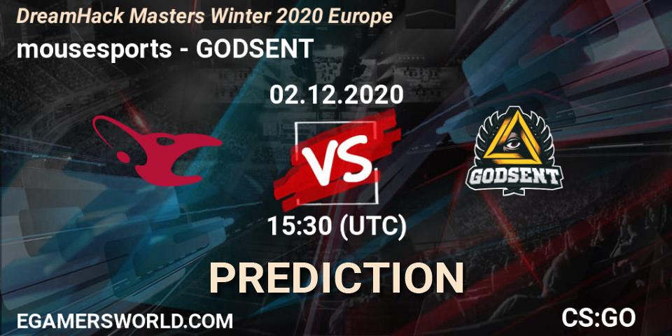 Prognoza mousesports - GODSENT. 02.12.20, CS2 (CS:GO), DreamHack Masters Winter 2020 Europe