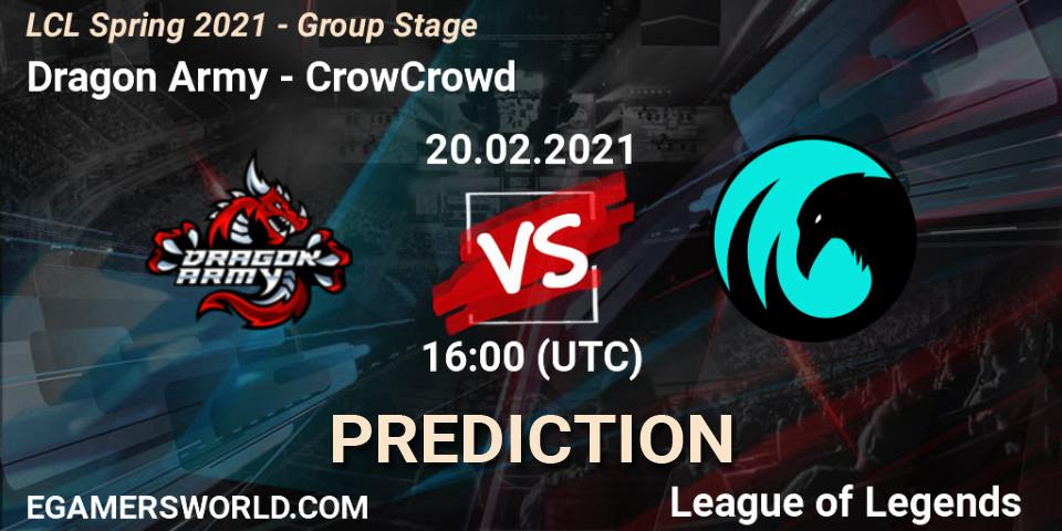 Prognoza Dragon Army - CrowCrowd. 20.02.2021 at 16:00, LoL, LCL Spring 2021 - Group Stage