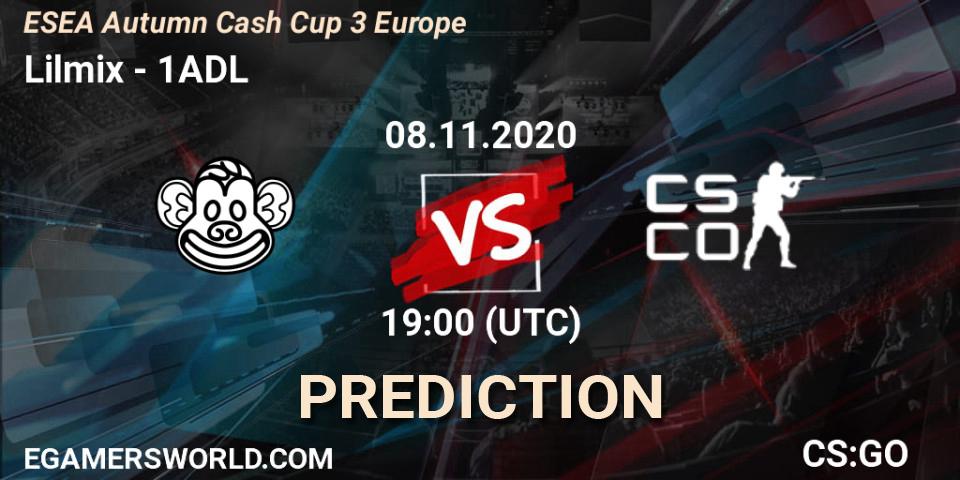 Prognoza Lilmix - 1ADL. 08.11.2020 at 19:00, Counter-Strike (CS2), ESEA Autumn Cash Cup 3 Europe