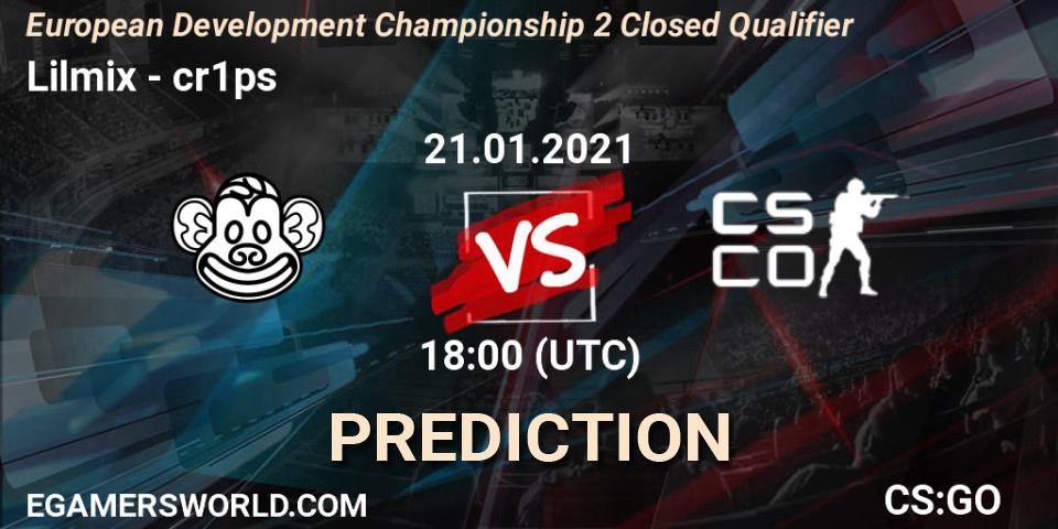 Prognoza Lilmix - cR1Ps. 21.01.2021 at 17:45, Counter-Strike (CS2), European Development Championship Season 2: Closed Qualifier