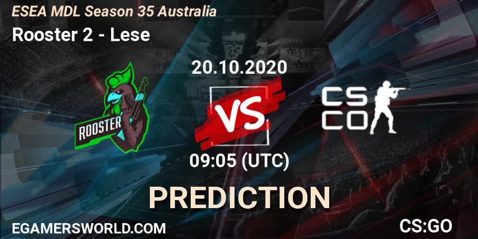 Prognoza Rooster 2 - Lese. 22.10.2020 at 10:10, Counter-Strike (CS2), ESEA MDL Season 35 Australia