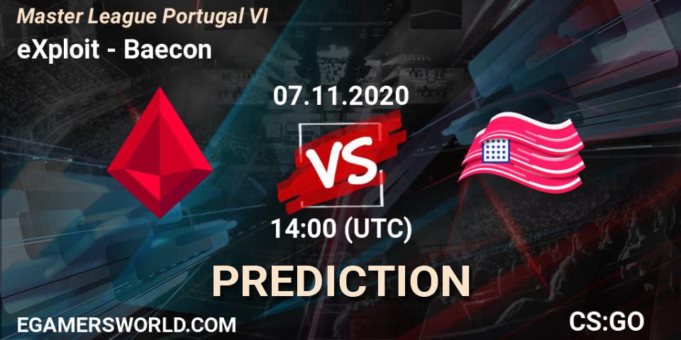 Prognoza eXploit - Baecon. 07.11.2020 at 14:00, Counter-Strike (CS2), Master League Portugal VI