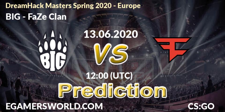 Prognoza BIG - FaZe Clan. 13.06.2020 at 12:00, Counter-Strike (CS2), DreamHack Masters Spring 2020 - Europe