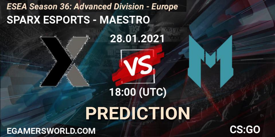 Prognoza SPARX ESPORTS - MAESTRO. 28.01.2021 at 18:00, Counter-Strike (CS2), ESEA Season 36: Europe - Advanced Division