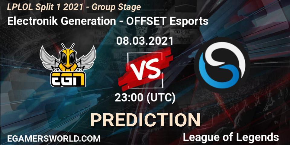 Prognoza Electronik Generation - OFFSET Esports. 08.03.2021 at 23:00, LoL, LPLOL Split 1 2021 - Group Stage