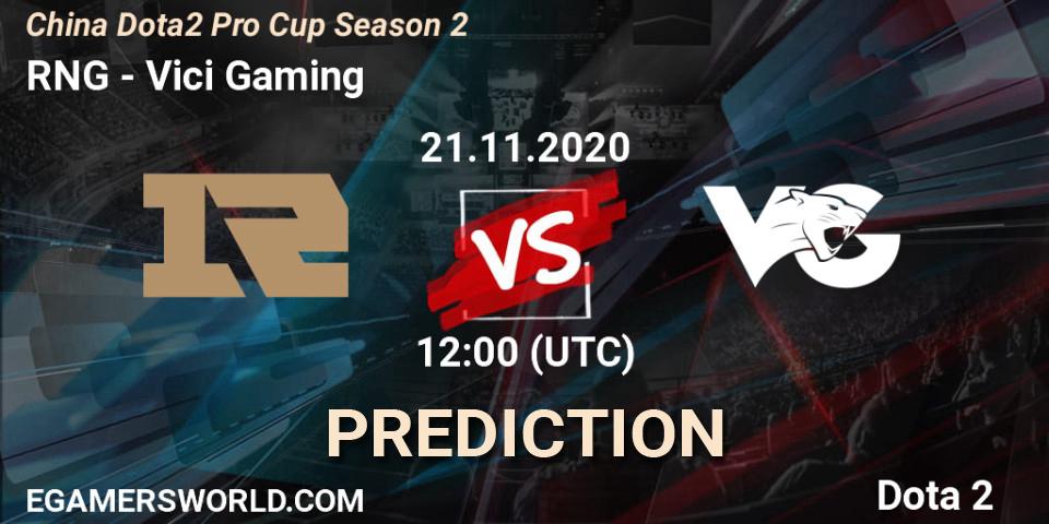 Prognoza RNG - Vici Gaming. 21.11.2020 at 11:45, Dota 2, China Dota2 Pro Cup Season 2