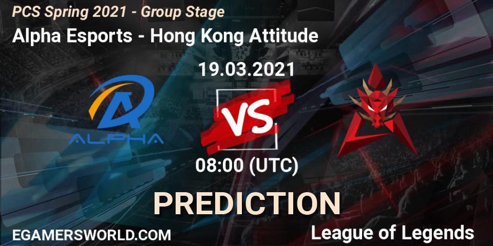 Prognoza Alpha Esports - Hong Kong Attitude. 19.03.21, LoL, PCS Spring 2021 - Group Stage