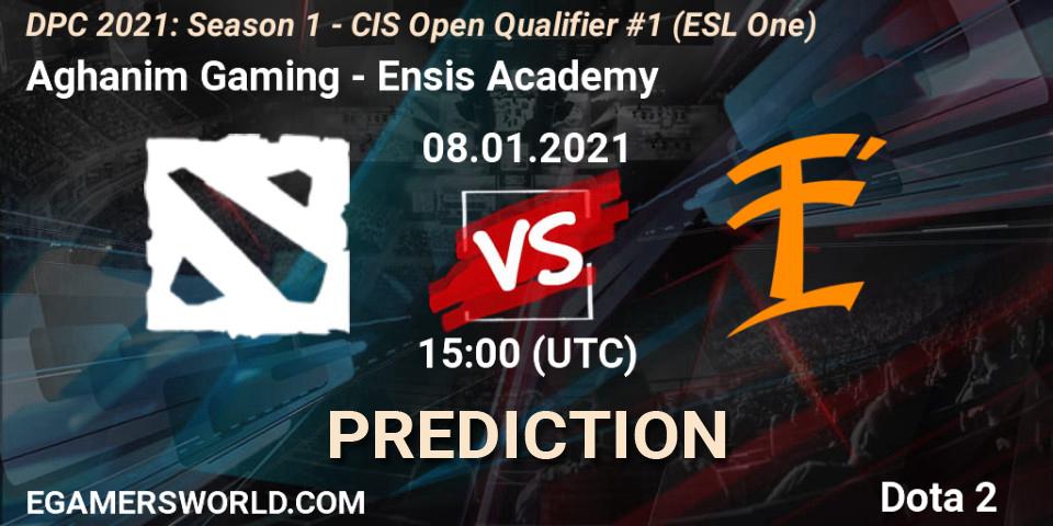 Prognoza Aghanim Gaming - Ensis Academy. 08.01.2021 at 15:00, Dota 2, DPC 2021: Season 1 - CIS Open Qualifier #1 (ESL One)
