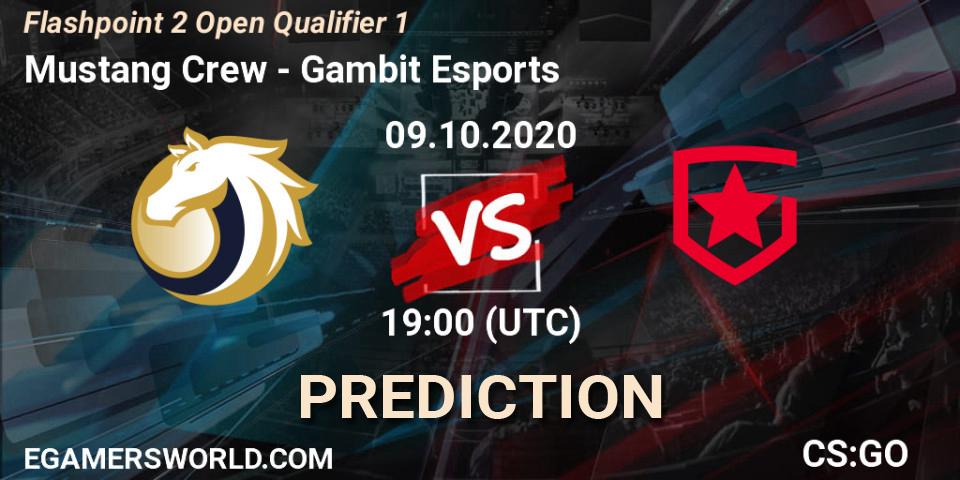 Prognoza Mustang Crew - Gambit Esports. 09.10.20, CS2 (CS:GO), Flashpoint 2 Open Qualifier 1