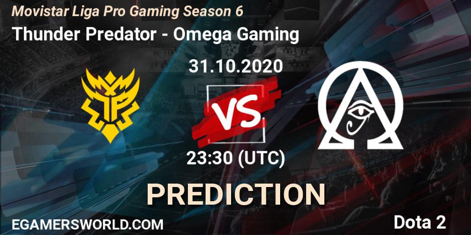 Prognoza Thunder Predator - Omega Gaming. 31.10.2020 at 23:30, Dota 2, Movistar Liga Pro Gaming Season 6